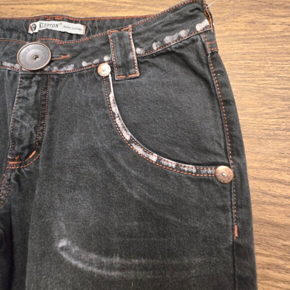 KLEPTON Basic Clothes Unisex Vintage Boot Leg Jeans w/Accent Pockets - Black - Picture 12 of 15